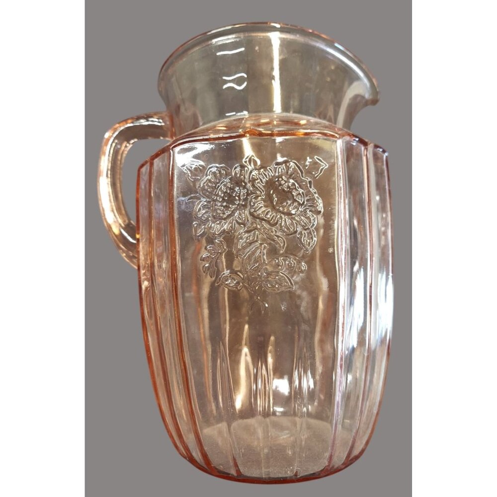 Vintage Hocking Pink Peach Depression Glass Pitcher T31 F